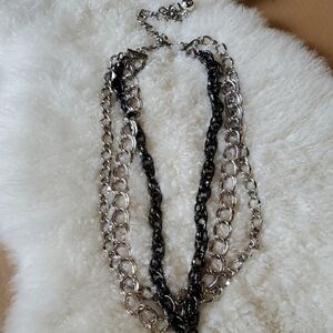 Elegant Silver and Black Chain Necklace